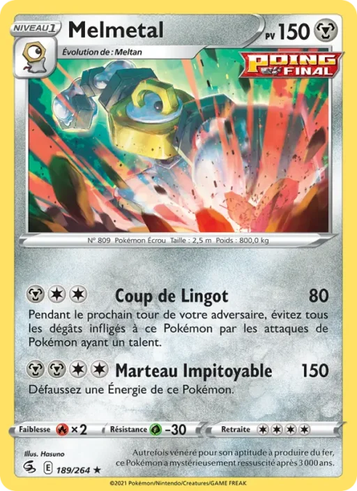 Carte Pokémon Melmetal 189/264 Holo Rare Poing de Fusion
