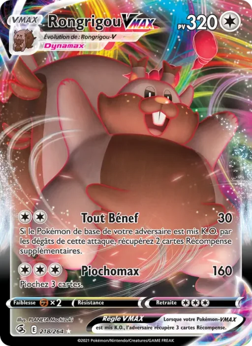 Carte Pokémon Rongrigou VMAX 218/264 Holo Rare VMAX Poing de Fusion