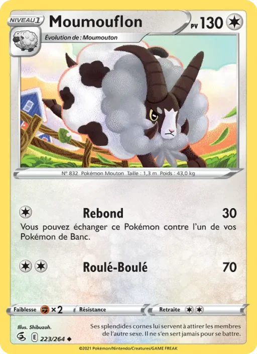 Carte Pokémon Moumouflon 223/264 Peu Commune Poing de Fusion