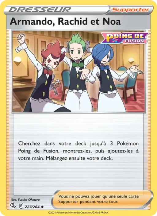 Carte Pokémon Armando, Rachid et Noa 227/264 Peu Commune Poing de Fusion