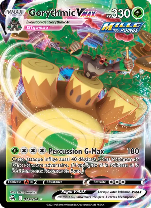 Carte Pokémon Gorythmic VMAX 23/264 Holo Rare VMAX Poing de Fusion
