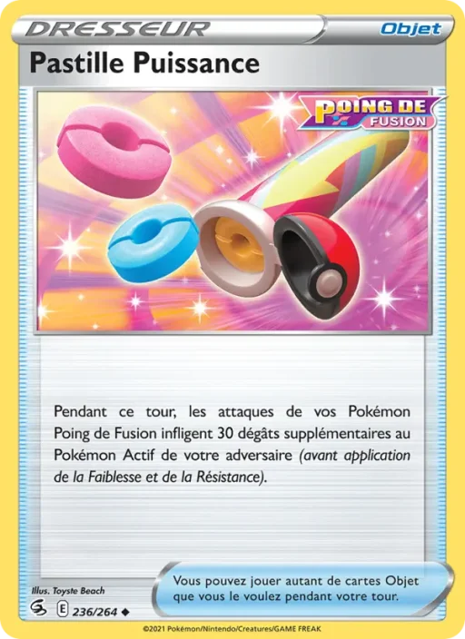 Carte Pokémon Pastille Puissance 236/264 Peu Commune Poing de Fusion