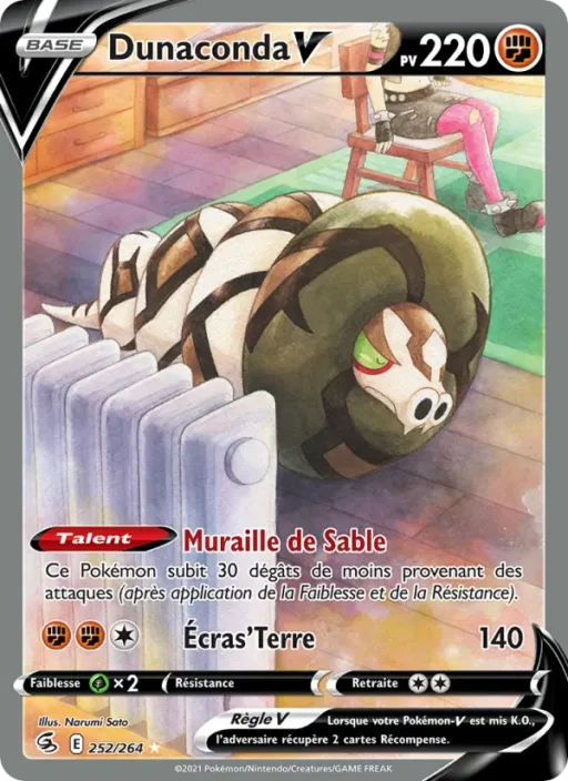 Carte Pokémon Dunaconda V 252/264 Ultra Rare Poing de Fusion