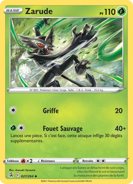Carte Pokémon Zarude 27/264 Peu Commune Poing de Fusion