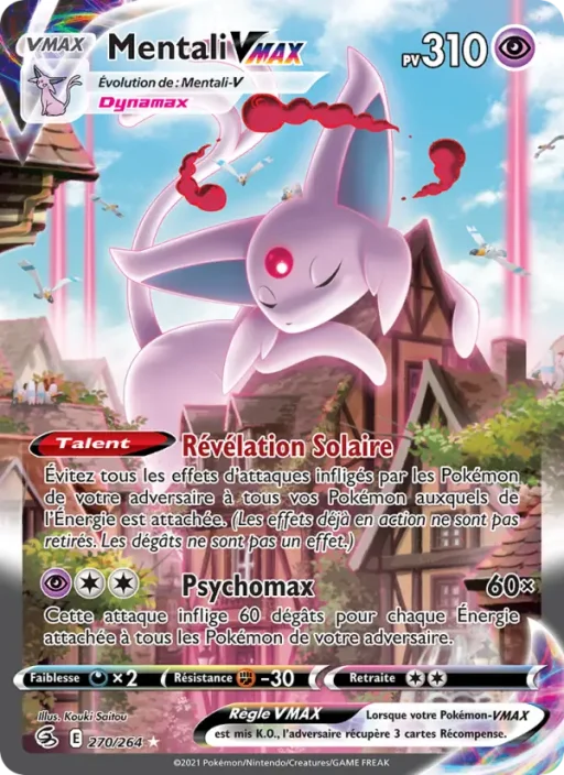 Carte Pokémon Mentali VMAX 270/264 Magnifique rare Poing de Fusion