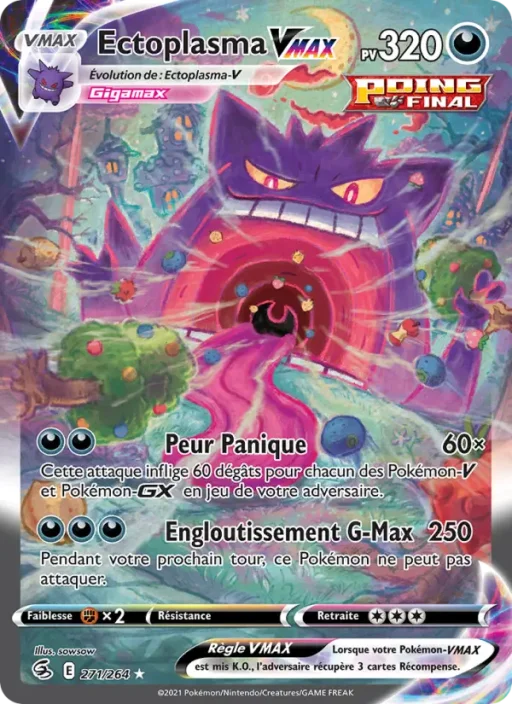 Carte Pokémon Ectoplasma VMAX 271/264 Magnifique rare Poing de Fusion