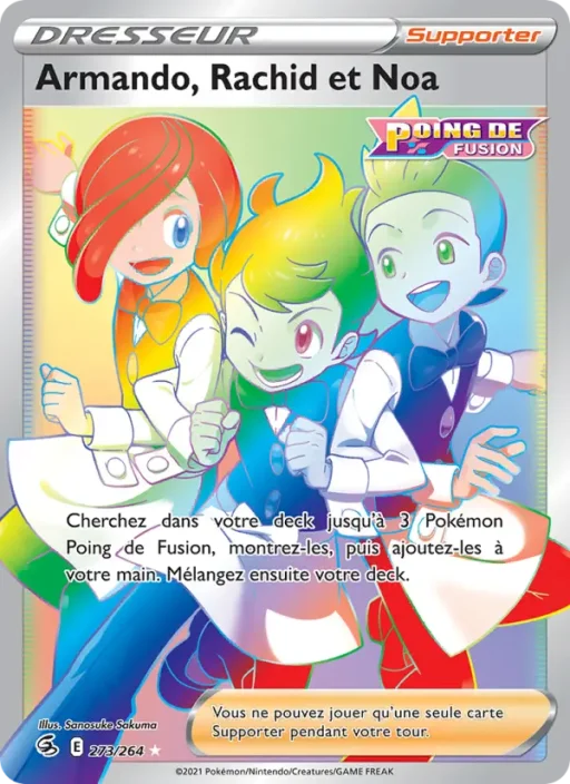 Carte Pokémon Armando, Rachid et Noa 273/264 Magnifique rare Poing de Fusion