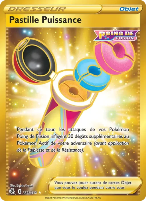 Carte Pokémon Pastille Puissance 281/264 Magnifique rare Poing de Fusion