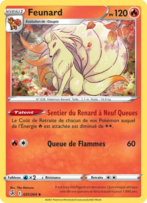 Carte Pokémon Feunard 31/264 Peu Commune Poing de Fusion
