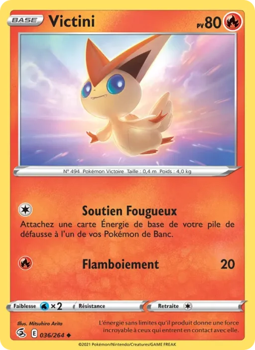 Carte Pokémon Victini 36/264 Peu Commune Poing de Fusion
