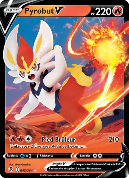Carte Pokémon Pyrobut V 43/264 Holo Rare V Poing de Fusion