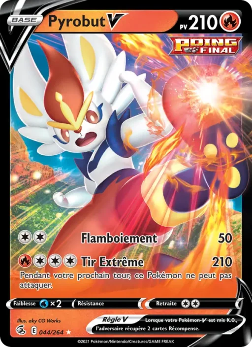 Carte Pokémon Pyrobut V 44/264 Holo Rare V Poing de Fusion