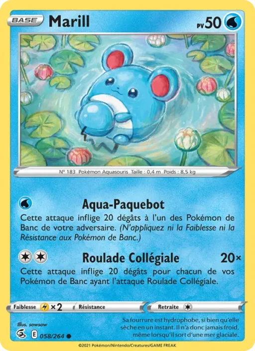 Carte Pokémon Marill 58/264 Commune Poing de Fusion