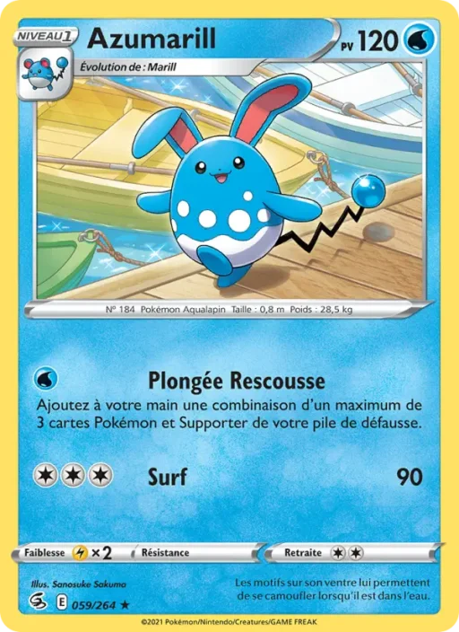 Carte Pokémon Azumarill 59/264 Rare Poing de Fusion