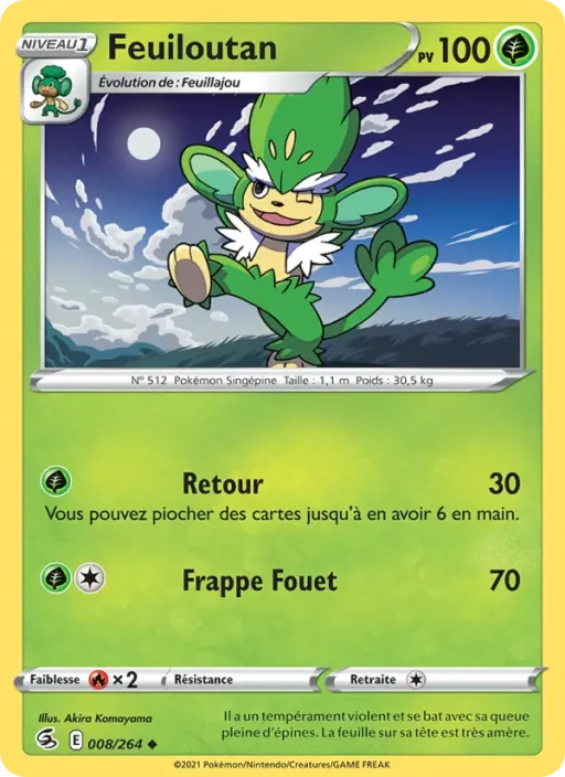 Carte Pokémon Feuiloutan 8/264 Peu Commune Poing de Fusion