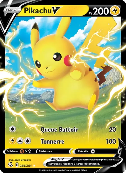 Carte Pokémon Pikachu V 86/264 Holo Rare V Poing de Fusion
