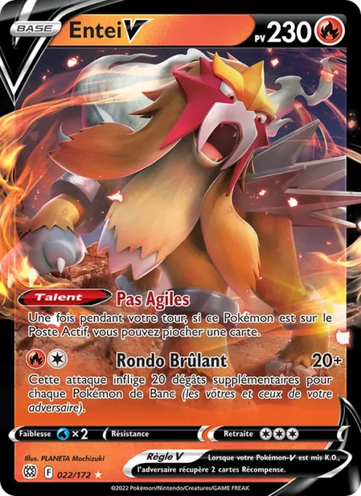 Carte Pokémon Entei V 022/172 Holo Rare V Stars Étincelantes