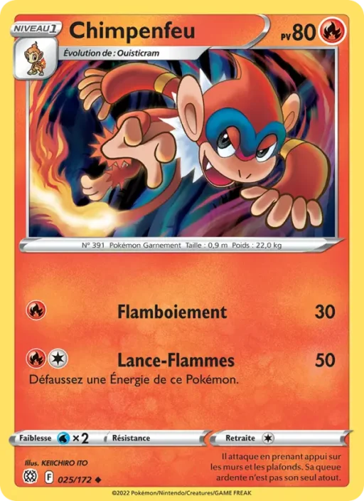 Carte Pokémon Chimpenfeu 025/172 Peu Commune Stars Étincelantes