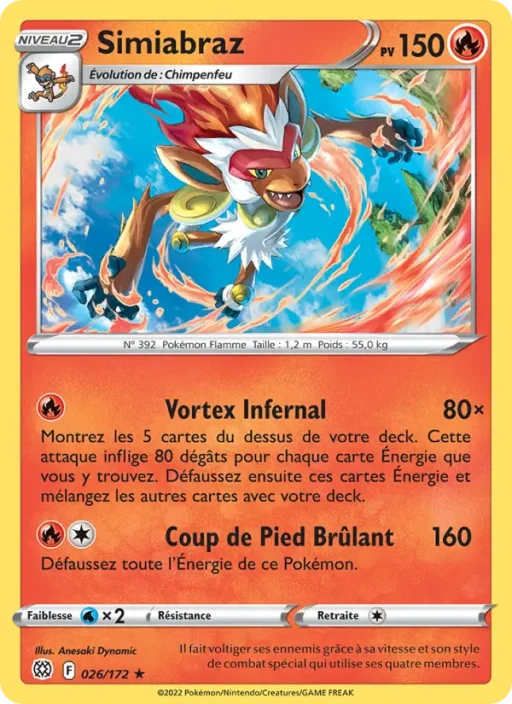 Carte Pokémon Simiabraz 026/172 Holo Rare Stars Étincelantes