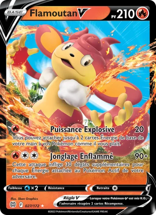 Carte Pokémon Flamoutan V 027/172 Holo Rare V Stars Étincelantes