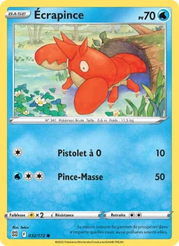 Carte Pokemon Écrapince #032