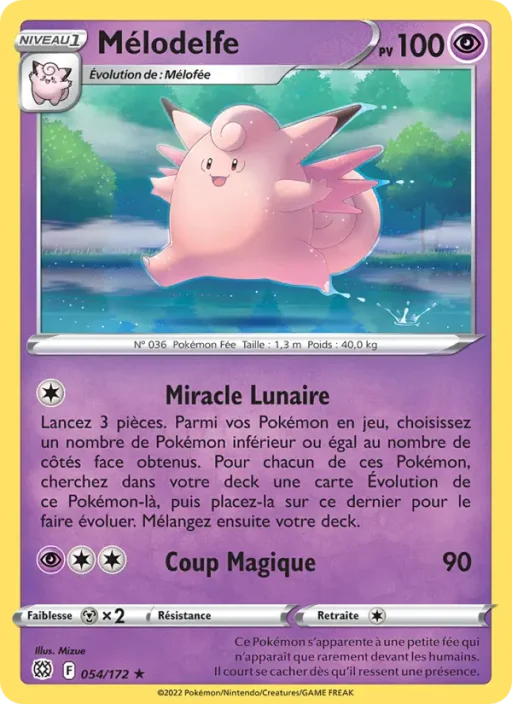 Carte Pokémon Mélodelfe 054/172 Rare Stars Étincelantes