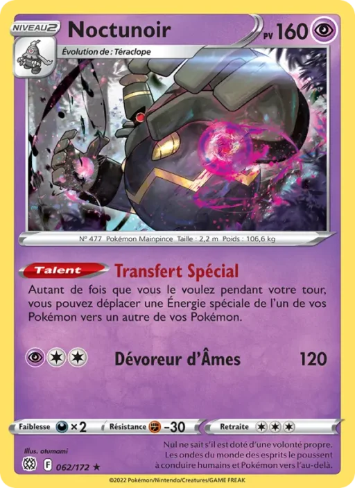 Carte Pokémon Noctunoir 062/172 Holo Rare Stars Étincelantes