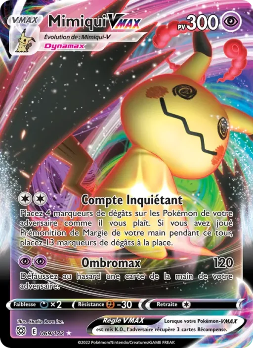 Carte Pokémon Mimiqui VMAX 069/172 Holo Rare VMAX Stars Étincelantes