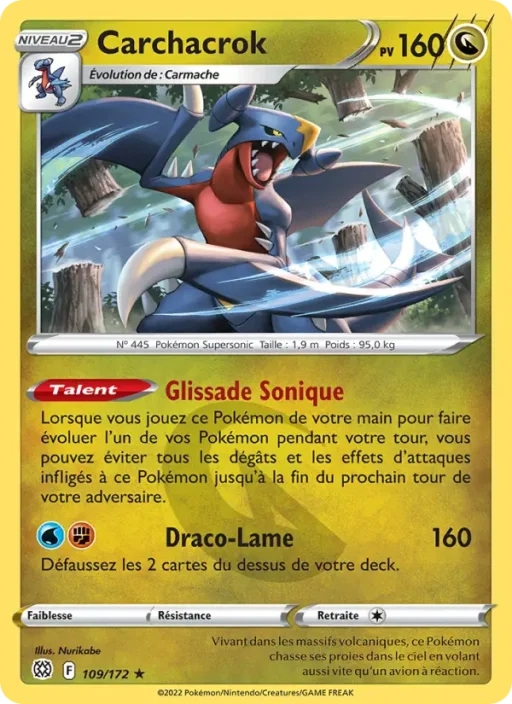 Carte Pokémon Carchacrok 109/172 Holo Rare Stars Étincelantes