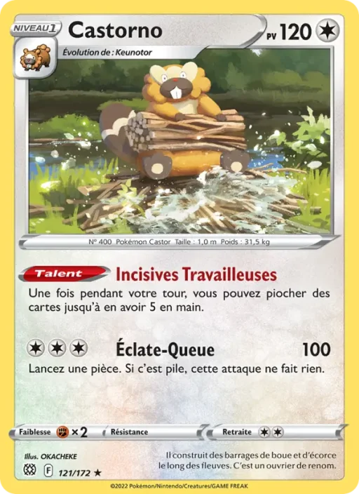 Carte Pokémon Castorno 121/172 Holo Rare Stars Étincelantes