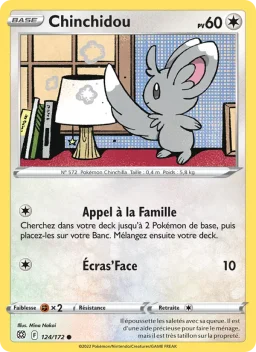 Carte Pokemon Chinchidou #124