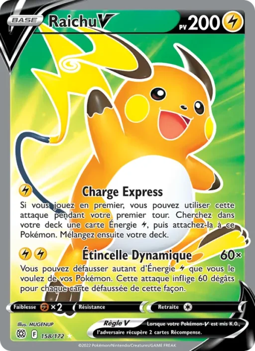 Carte Pokémon Raichu V 158/172 Ultra Rare Stars Étincelantes