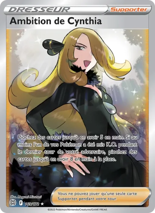 Carte Pokémon Ambition de Cynthia 169/172 Ultra Rare Stars Étincelantes