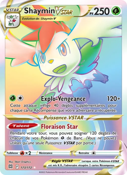 Carte Pokémon Shaymin VSTAR 173/172 Magnifique rare Stars Étincelantes