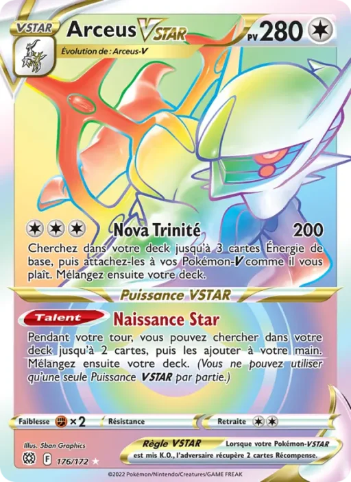 Carte Pokémon Arceus VSTAR 176/172 Magnifique rare Stars Étincelantes