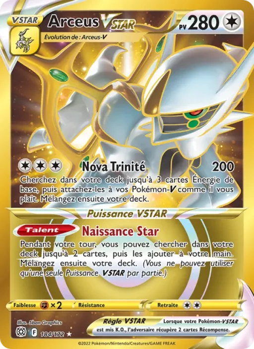 Carte Pokémon Arceus VSTAR 184/172 Magnifique rare Stars Étincelantes