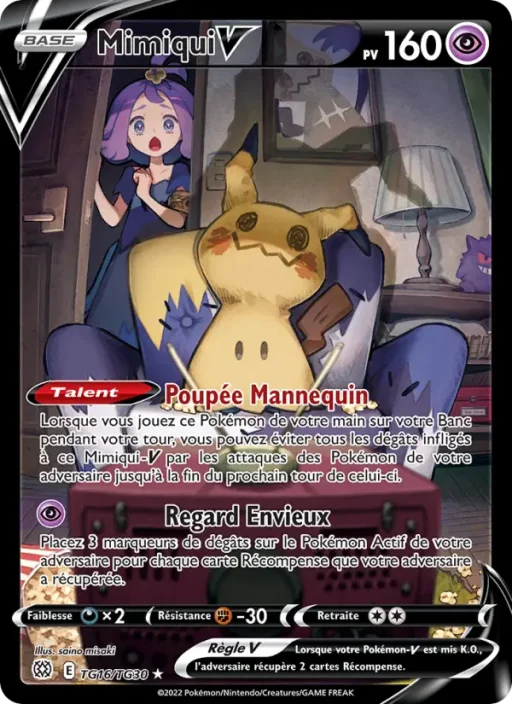 Carte Pokémon Mimiqui V TG16/TG30 Ultra Rare Stars Étincelantes